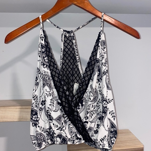 boho crop top‎ black and white